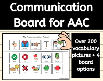 Editable Communication Board for Non Verbal and Autism with Basic Low Tech AAC Picture Cards