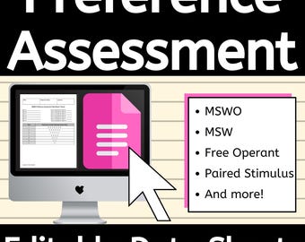 Preference Assessment Data Sheets Bundle with Editable Google Docs™ for ABA Therapy and Classroom Behavior Management