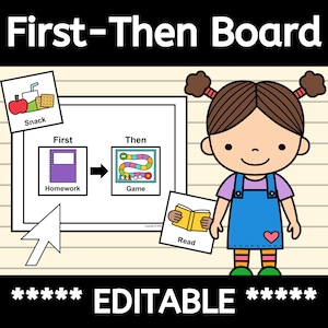 Eerst bewerkbaar, daarna bord met autisme-visuals voor ABA in gedragsmanagement en BCBA-materiaal voor gedragsanalyse