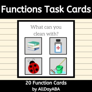 Function Cards - ABA & Speech Therapy - Discrete Trial Training Flash Cards - Task Cards - by AllDayABA