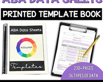 ABA Data Sheets Templates Printed Book for Applied Behavior Analysis and BCBA BCaBA