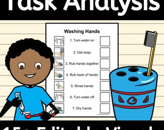 Task Analysis Bundle for Activities of Daily Living, ADLs, Personal Hygiene, ABA Therapy for Applied Behavior Analysis and Autism EDITABLE
