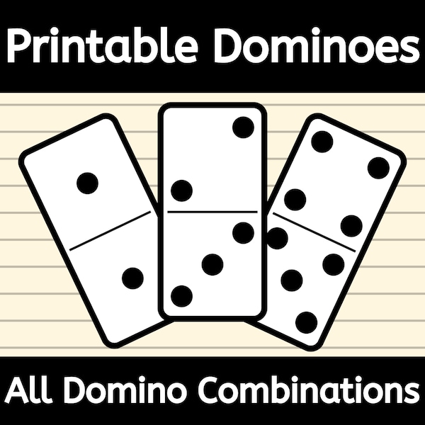 Printable Dominoes - Domino Game Pieces, Dominos for Math, Addition, with Blank