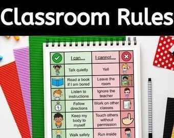 EDITABLE Classroom Rules Posters with Visuals for Autism and Expectations Decor