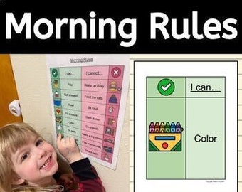 Morning Rules Posters for Early Riser Toddlers at Home with Editable Visuals
