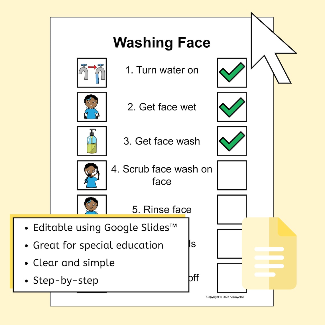 Washing Face Task Analysis EDITABLE Poster With Visual Steps and ABA ...
