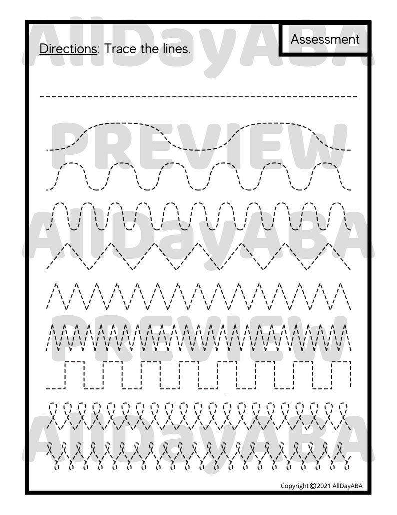 Line Tracing Practice Worksheets for Pencil Control Preschool, ABA, OT ...