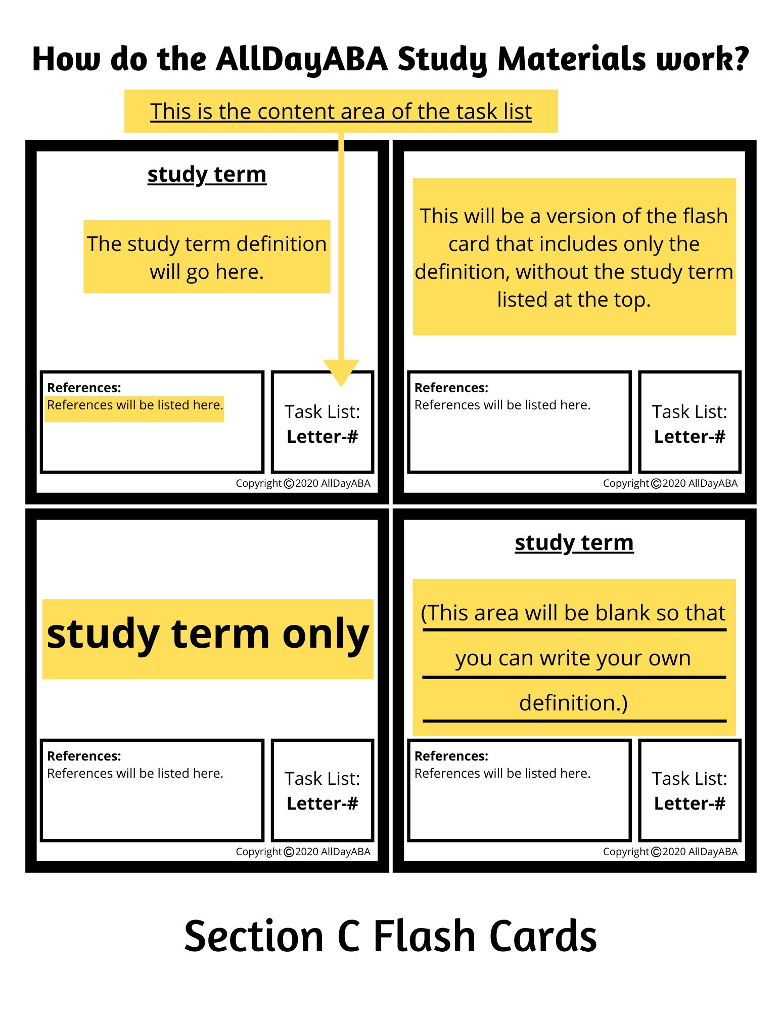 Section C Flash Cards 5th Edition Task List ABA Study Materials BCBA ...