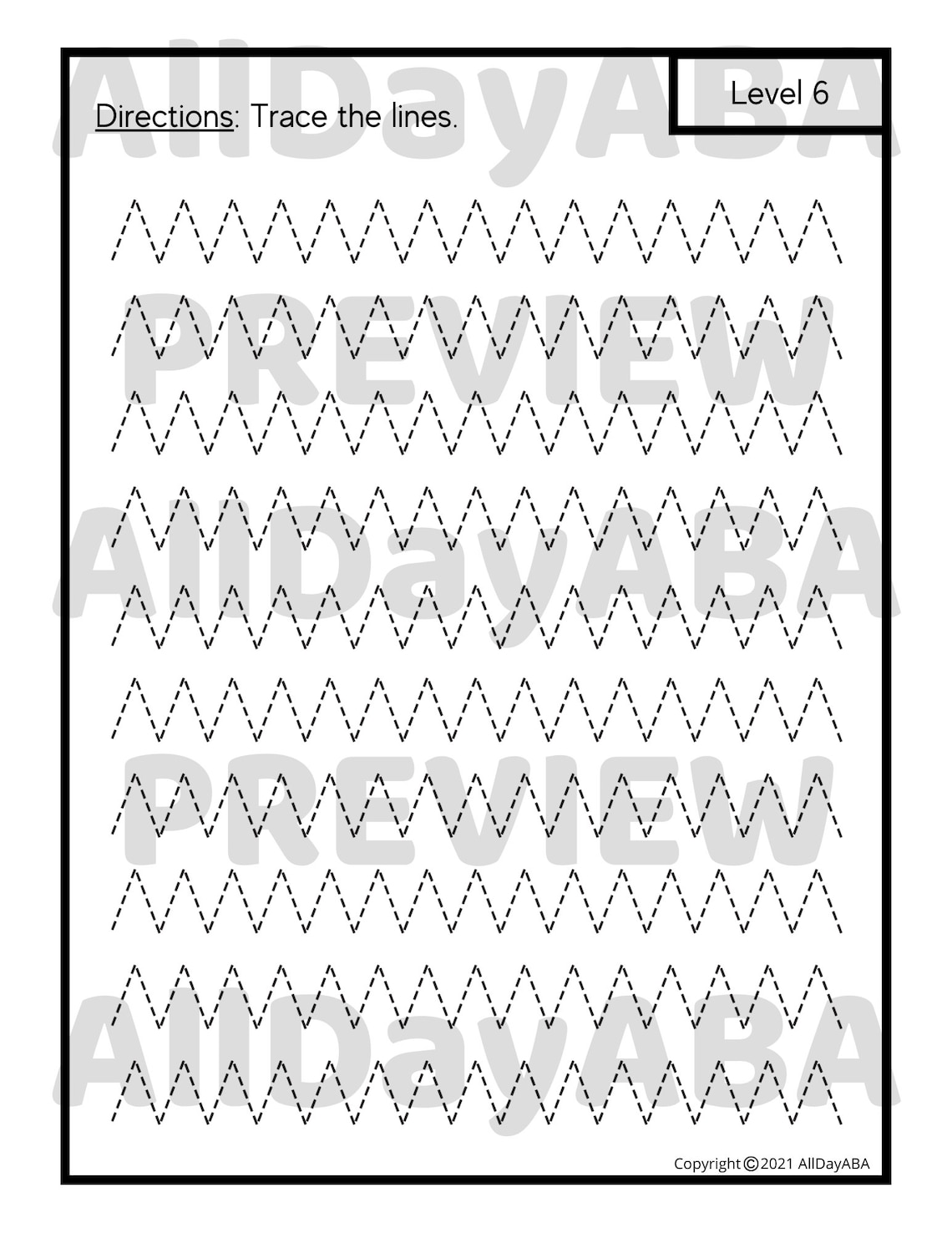Line Tracing Practice Worksheets for Pencil Control Preschool, ABA, OT
