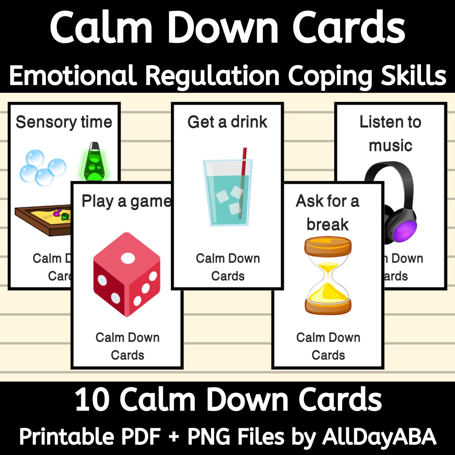 Calm Down Cards Anxiety Relief ABA Special Education - Etsy