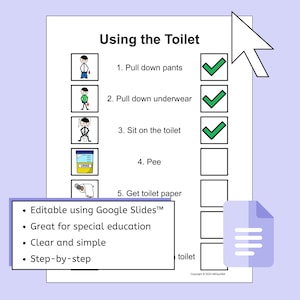 Potty Training Task Analysis Toilet Visuals and Data Sheet EDITABLE for ...