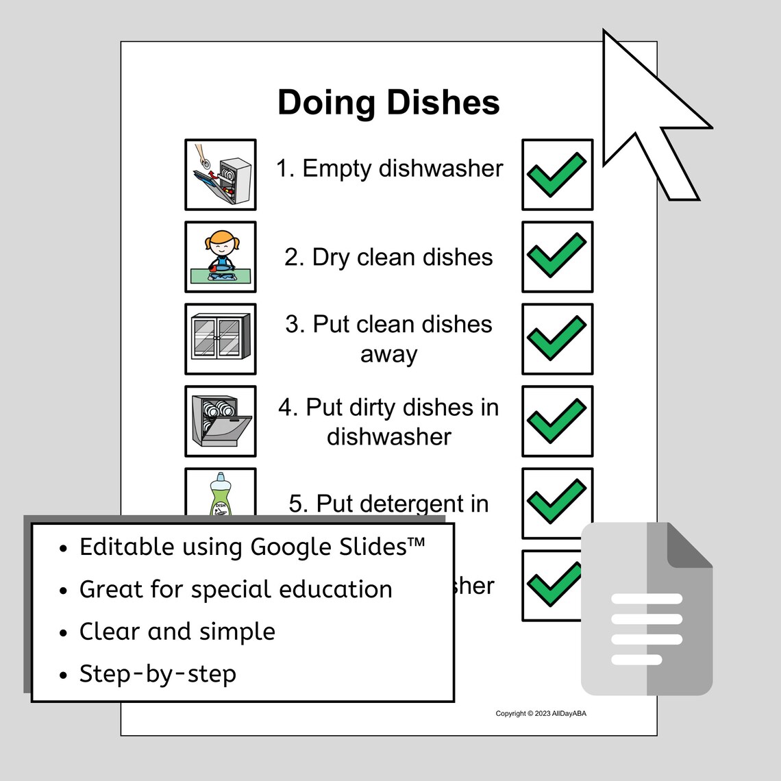 Doing Dishes Task Analysis EDITABLE Visuals Poster for Using A ...