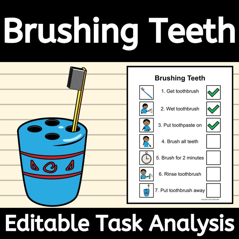 brushing-teeth-task-analysis-editable-visual-steps-and-data-sheet-for-aba-therapy-etsy