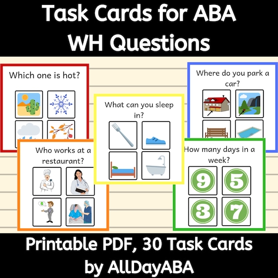 task cards receptive language wh questions aba speech etsy australia