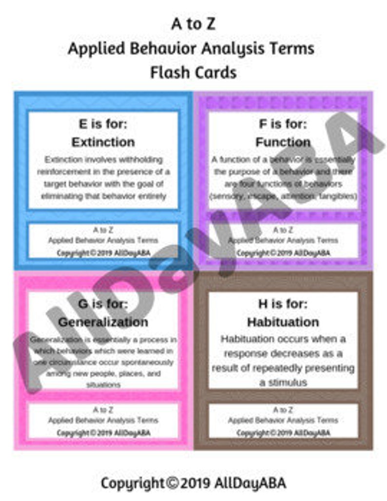 A to Z ABA Terms Applied Behavior Analysis Flash Cards BCBA, RBT, Behavior Therapist image 3