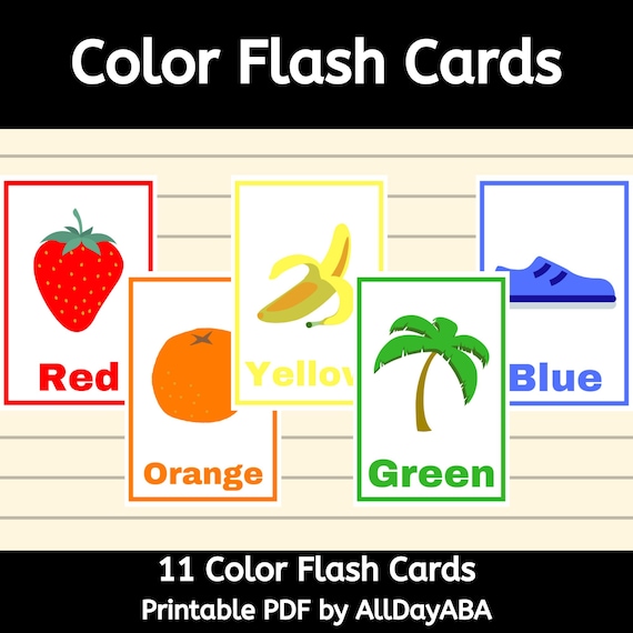 Color Flash Cards ABA Speech Therapy Special Education Etsy