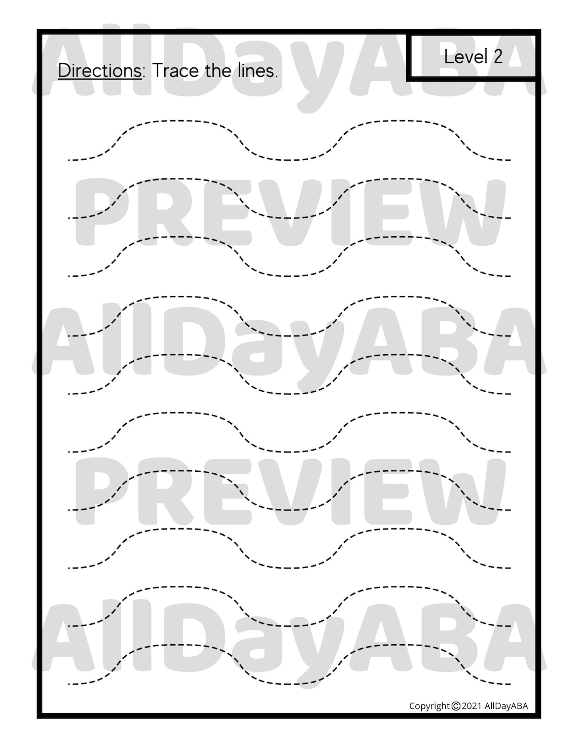 Line Tracing Practice Worksheets for Pencil Control Preschool, ABA, OT