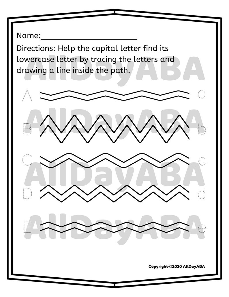 Tracing Worksheet Alphabet Tracing Sheets Occupational Therapy ABA