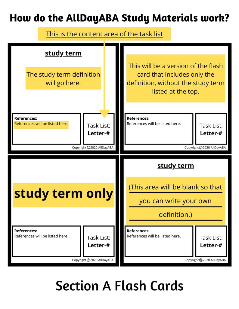 Section A Flash Cards 5th Edition Task List - ABA Study Materials ...