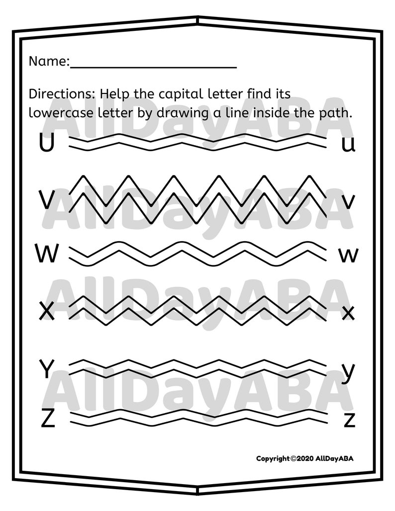 Tracing Worksheet Alphabet Tracing Sheets Occupational Therapy ABA