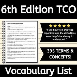 6th Edition TCO Vocabulary List Study Booklet for BCBA Exam Prep in ABA Therapy