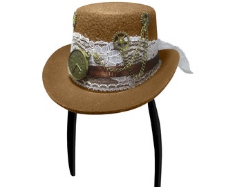 Unique Cosplay Hat! Fine Steampunk Luminary Contraption Derby Hat Quality Vintage Wool Felt Derby Upcycled Into A Stunning Steampunk Hat
