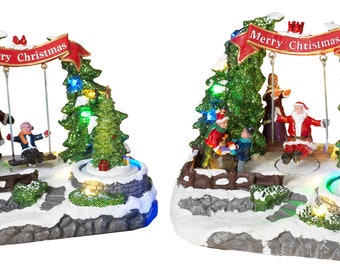 Gerson Christmas Light Up Winter Snow Village Vehicle Moving Scene Box Truck Decoration