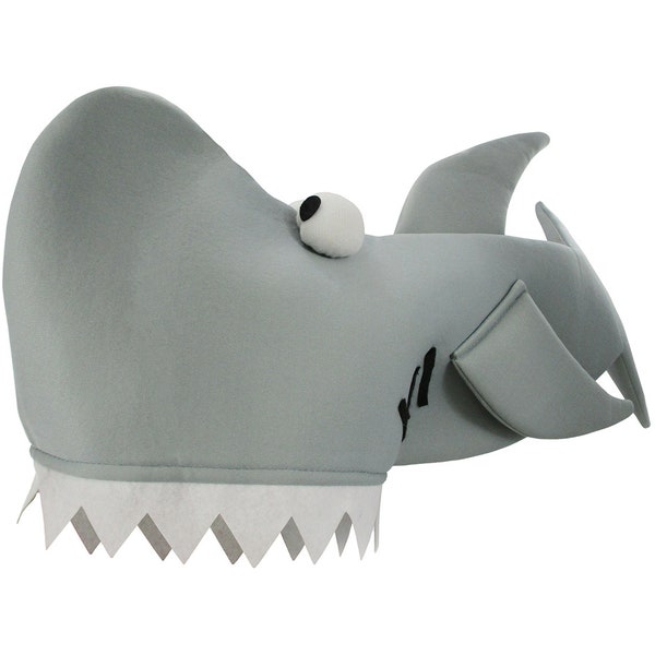 Mens Womens Seafood Novelty Shark Teeth Bite Man Head Eating Hat Costume Adult Child Cap Ocean Creature Aquarium Trip Cosplay
