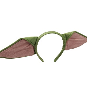 Soft Plush Sideways Pointed Green Baby Alien Ogre Ears on a Headband Adult Child Cosplay Halloween Costume Accessory