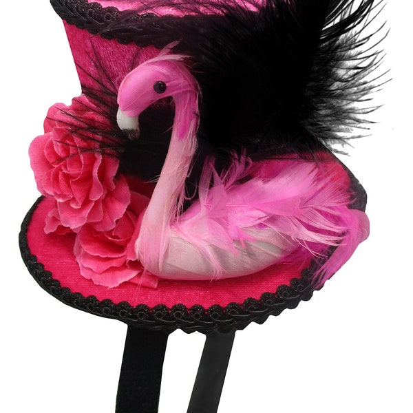 Women's Pink Flamingo Mini Hat Headband Fascinator Mardi Gras Costume Accessory