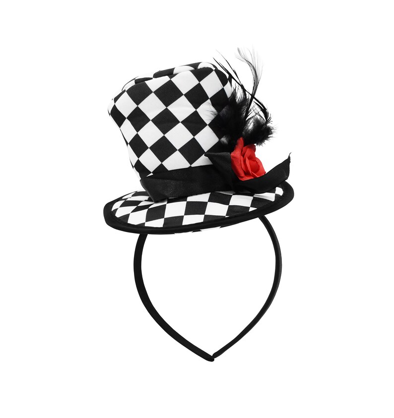 Womens Soft Mini Checkered Top Hat Headband Harlequin Clown Etsy