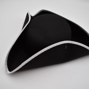 Cosplay Adult Kid Felt Tricorn Hat White Trim Colonial Cosplay Halloween Costume Accessory