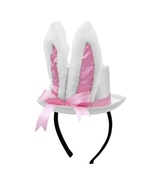 Pink Top hat with Ribbon white