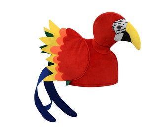 Adult Child Parrot Head Macaw Bird Hat Colorful Tropical Party Luau Party Animal Costume Cap Accessory Halloween Cosplay Parade