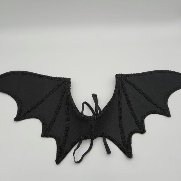 35" Black Cosplay Bat Dragon Wings Masquerade Dark Angel Elastic Straps Costume Bendable Poseable for Women Girls Child Adult