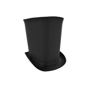 Adult Teen Extra Tall Black Satin Top Hat Caroler Dickens Cap Victorian Prom Formal Headwear Halloween Cosplay Costume Accessory One Size