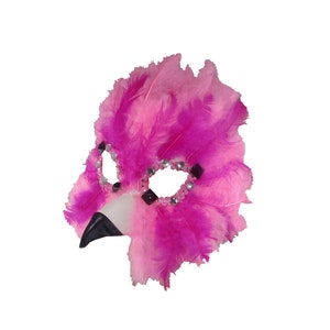 Adult Feathered Pink Flamingo Gems Masquerade Bird Animal Costume Half Eye Mask