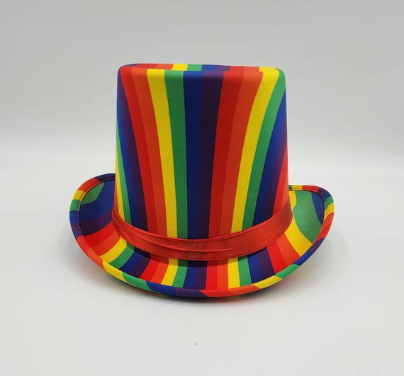 Deluxe Pride Rainbow Stripe Top Hat Adult Deluxe Pride Rainbow Stripe Top Hat Adult