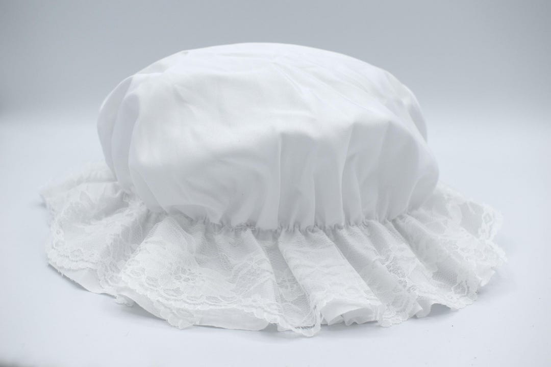 Womens Girls Teens White Mob Cap Hat Mop Maid Mrs. Claus Cosplay ...