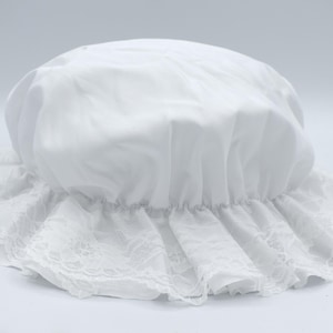 Womens Girls Teens White Mob Cap Hat Mop Maid Mrs. Claus Cosplay Colonial Bonnet Pilgrim Halloween Costume Accessory