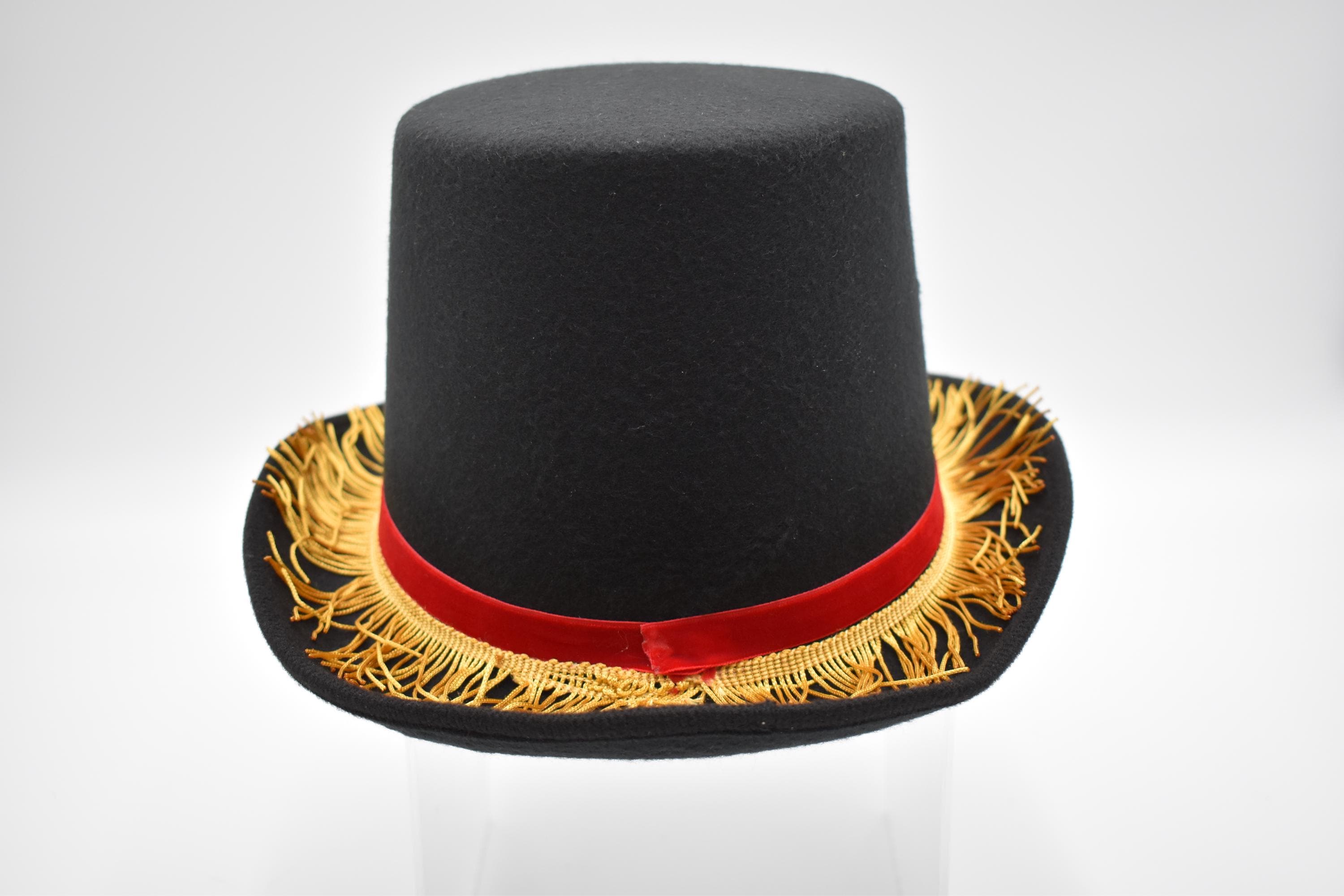 Adult Deluxe Red & Black Ringmaster Top Hat Coachman Circus Carnival ...