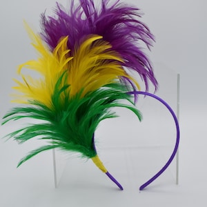 Womens Girls 1920s Faux Feather Headband Multicolor Rainbow Mardi Gras Flapper Style Headpiece Carnival Party Costume Accessory One Size