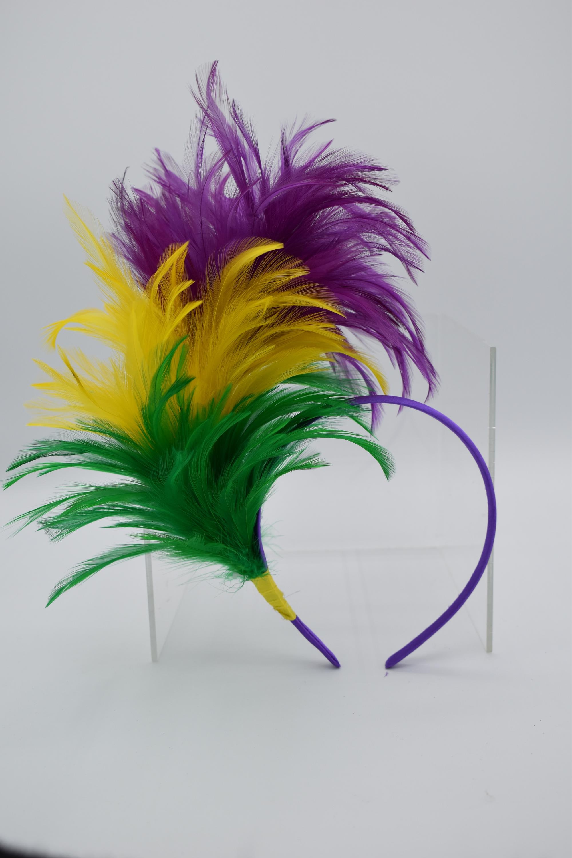Womens Girls 1920s Faux Feather Headband Multicolor Rainbow Mardi Gras Flapper Style Headpiece Carnival Party Costume Accessory One Size