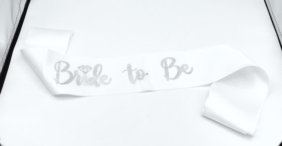 White Bride to Be Sash Silver Letters Satin Bachelorette  display picture 3