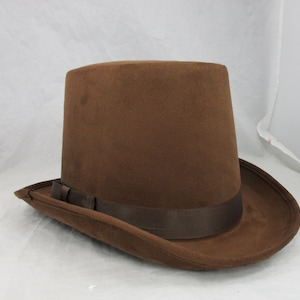 Deluxe 6&quot; Faux Brown Chocolate Suede Top Hat Victorian Steampunk Coachman Unisex Adult Halloween Cosplay Theater Costume Accessory