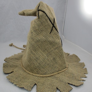 Adult Child Witch Scarecrow Scarecrow Hat Pointed Cap Unisex Burlap Halloween Cosplay Autumn Costume Accessory