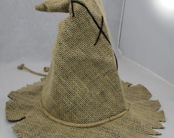 Burlap Scarecrow Hat: Unisex Pointed Cap, Halloween Costume