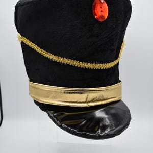 Unisex Adult Kids Velveteen Black Band Major Toy Soldier Hat Red Gem Cosplay Halloween Christmas Costume Accessory