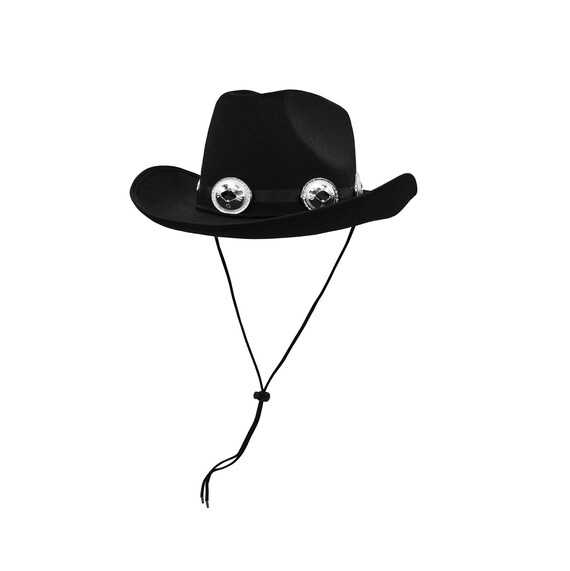 Unisex Black Cowboy Cowgirl Hat With 
