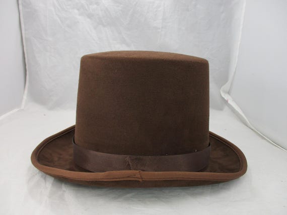 Deluxe Authentic Victorian Top Hat Adult Brown Suede Look Deluxe Authentic Victorian Top Hat Adult Brown Suede Look